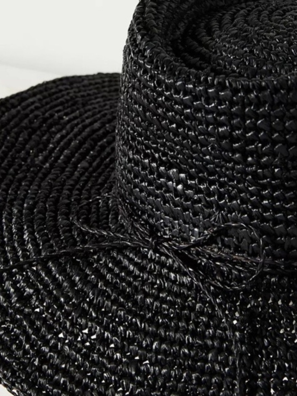NWT Anthropologie Black Raffia Boater Hat - Picture 3 of 4